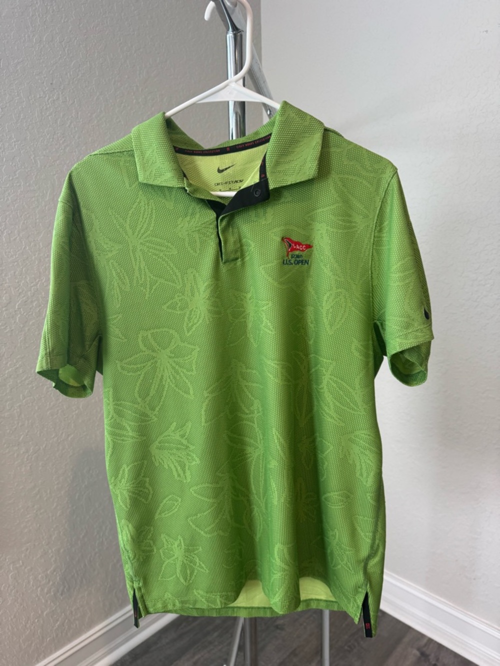 Nike Men’s Lime Green Floral Jacquard Polo